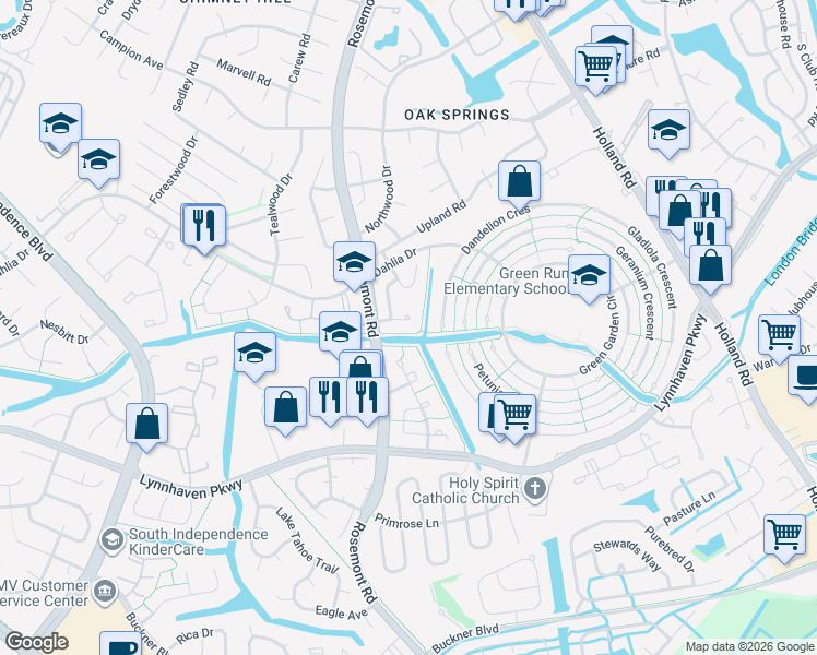 map of restaurants, bars, coffee shops, grocery stores, and more near 3537 Shawn Court in Virginia Beach
