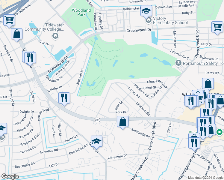 map of restaurants, bars, coffee shops, grocery stores, and more near 102 Francis Street in Portsmouth