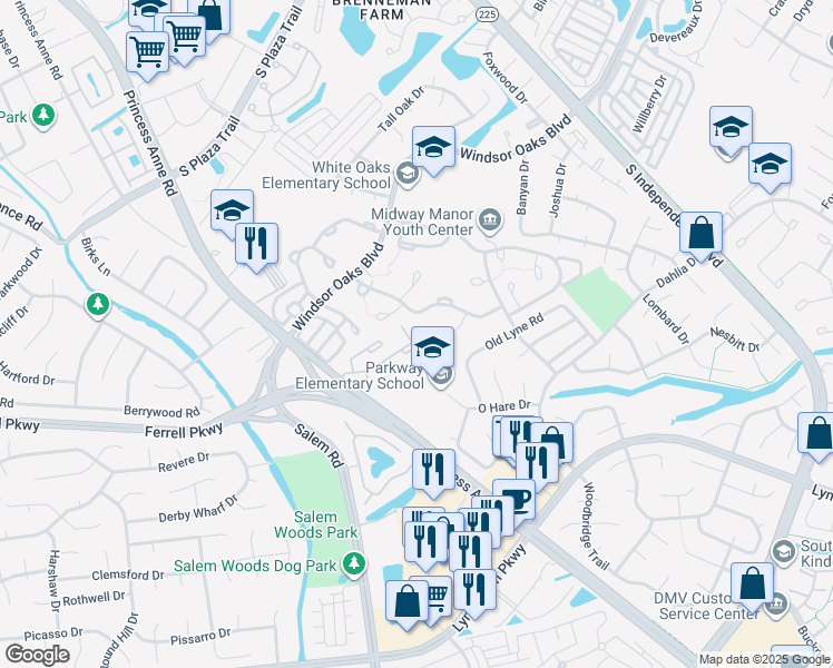 map of restaurants, bars, coffee shops, grocery stores, and more near 1310 Ivywood Road in Virginia Beach