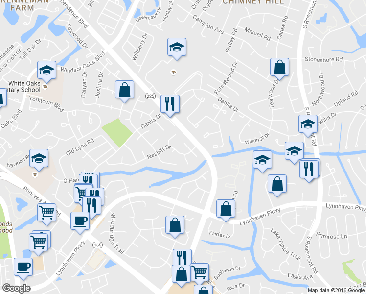 map of restaurants, bars, coffee shops, grocery stores, and more near 1109 Oldfield Circle in Virginia Beach