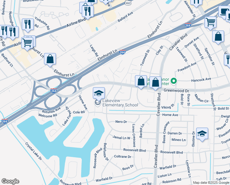 map of restaurants, bars, coffee shops, grocery stores, and more near 309 Wynn Street in Portsmouth