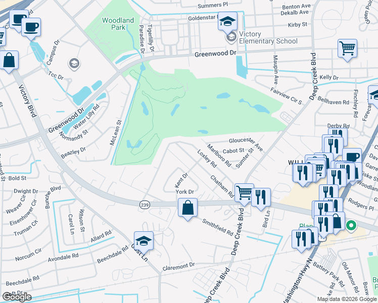 map of restaurants, bars, coffee shops, grocery stores, and more near 47 Chatham Road in Portsmouth