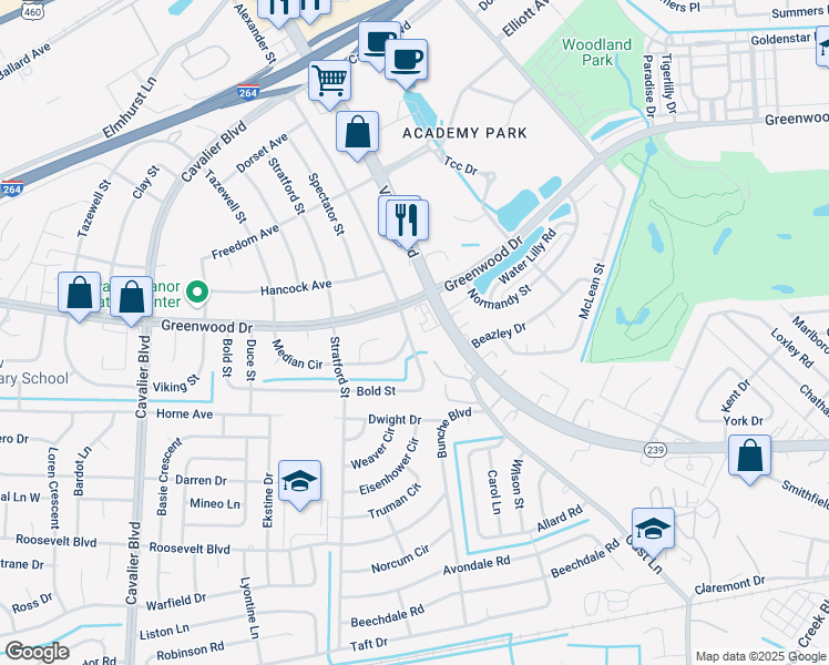 map of restaurants, bars, coffee shops, grocery stores, and more near 109 Rapidan Street in Portsmouth