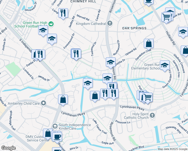 map of restaurants, bars, coffee shops, grocery stores, and more near 3687 Ship Chandlers Wharf in Virginia Beach