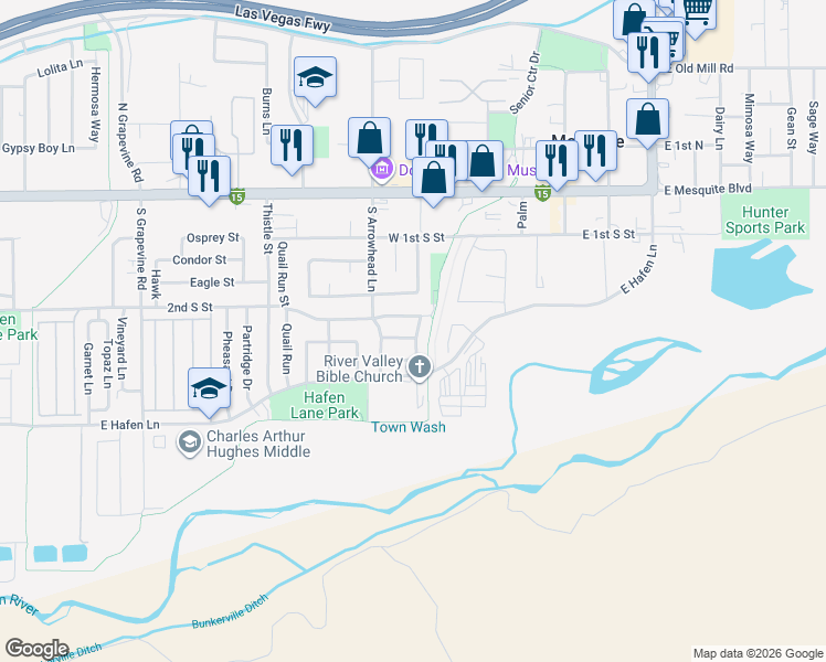 map of restaurants, bars, coffee shops, grocery stores, and more near 248 Laurel Way in Mesquite