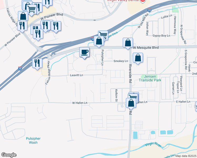 map of restaurants, bars, coffee shops, grocery stores, and more near 235 Habib Court in Mesquite