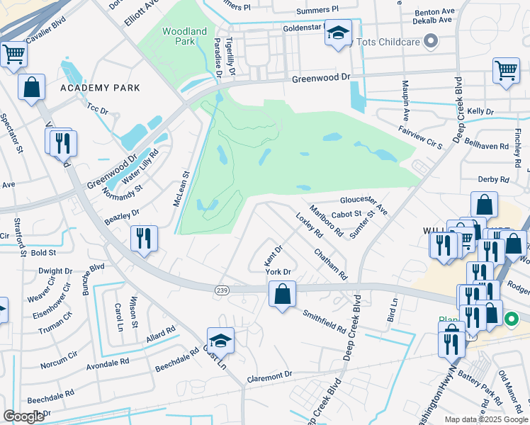 map of restaurants, bars, coffee shops, grocery stores, and more near 60 Loxley Road in Portsmouth