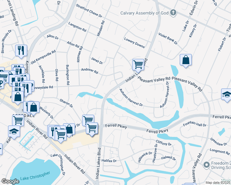 map of restaurants, bars, coffee shops, grocery stores, and more near 5116 Elton Court in Virginia Beach