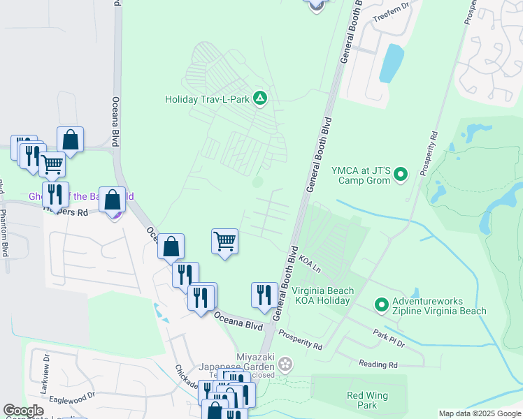 map of restaurants, bars, coffee shops, grocery stores, and more near 1104 Salty Marsh Court in Virginia Beach