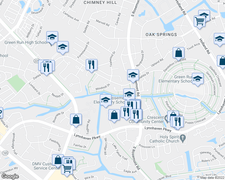 map of restaurants, bars, coffee shops, grocery stores, and more near 3691 Ship Chandlers Wharf in Virginia Beach