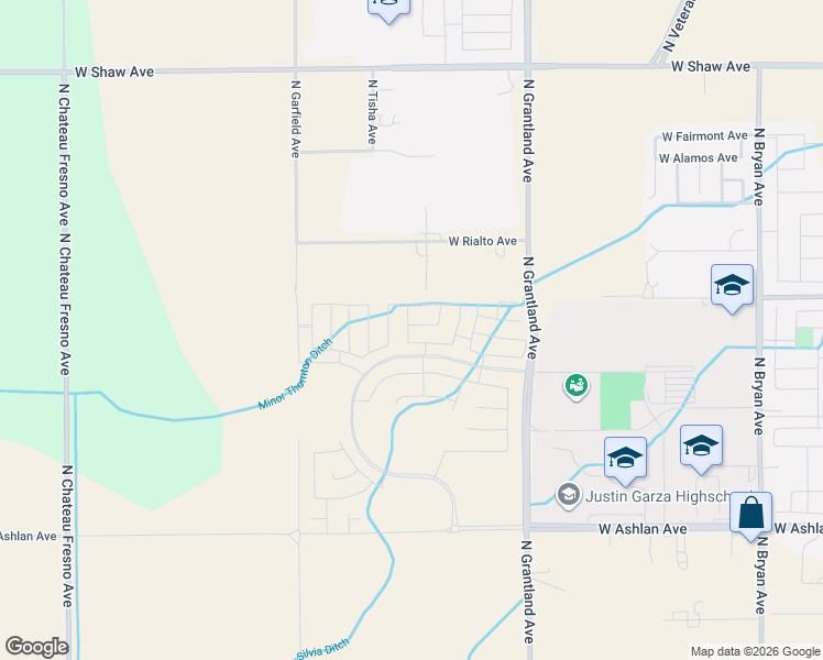 map of restaurants, bars, coffee shops, grocery stores, and more near 4455 North Grantland Avenue in Fresno
