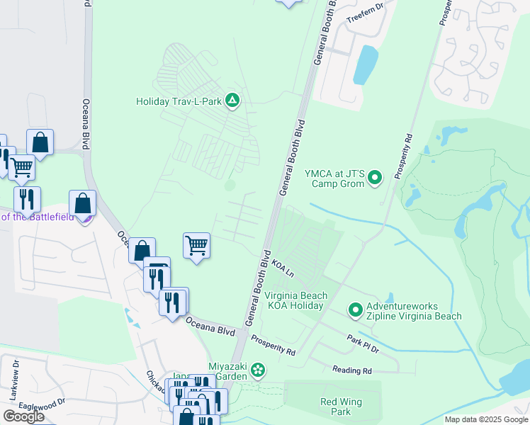 map of restaurants, bars, coffee shops, grocery stores, and more near 1065 Piney Marsh Court in Virginia Beach