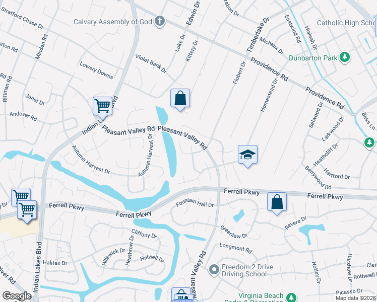 map of restaurants, bars, coffee shops, grocery stores, and more near 1312 White Marlin Lane in Virginia Beach