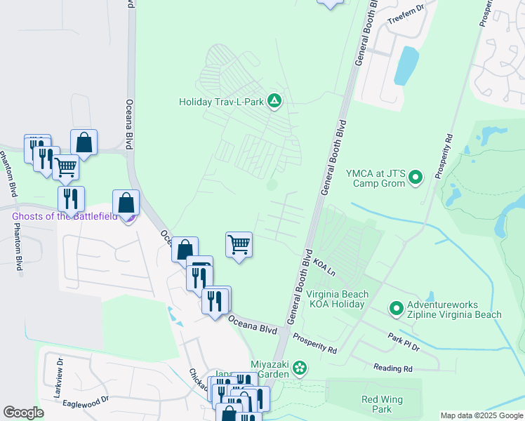 map of restaurants, bars, coffee shops, grocery stores, and more near 1124 Salty Marsh Court in Virginia Beach