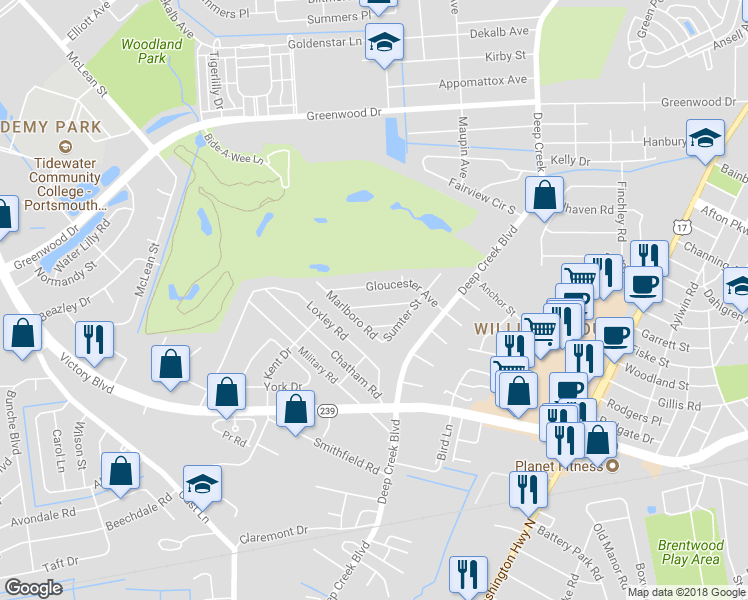 map of restaurants, bars, coffee shops, grocery stores, and more near 414 Cabot Street in Portsmouth