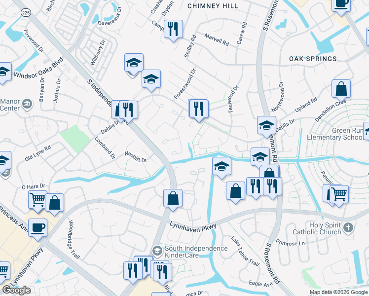 map of restaurants, bars, coffee shops, grocery stores, and more near 686 Orangewood Drive in Virginia Beach