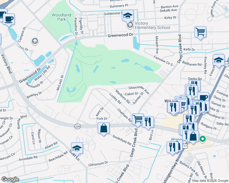 map of restaurants, bars, coffee shops, grocery stores, and more near 203 Marlboro Road in Portsmouth
