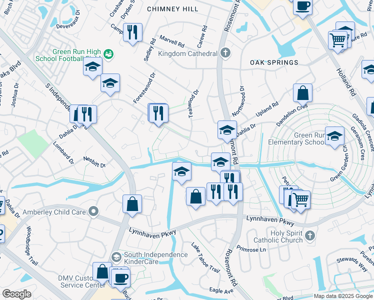 map of restaurants, bars, coffee shops, grocery stores, and more near 3687 Ship Chandlers Wharf in Virginia Beach