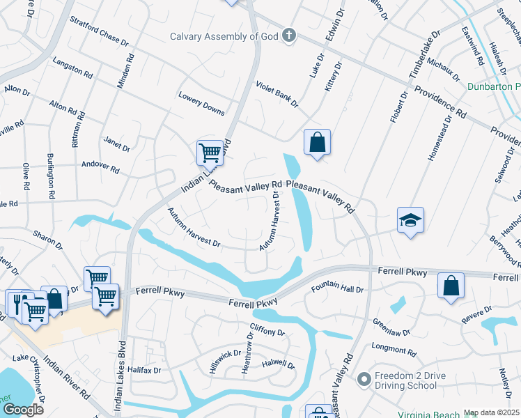 map of restaurants, bars, coffee shops, grocery stores, and more near 4900 Ruth Road in Virginia Beach