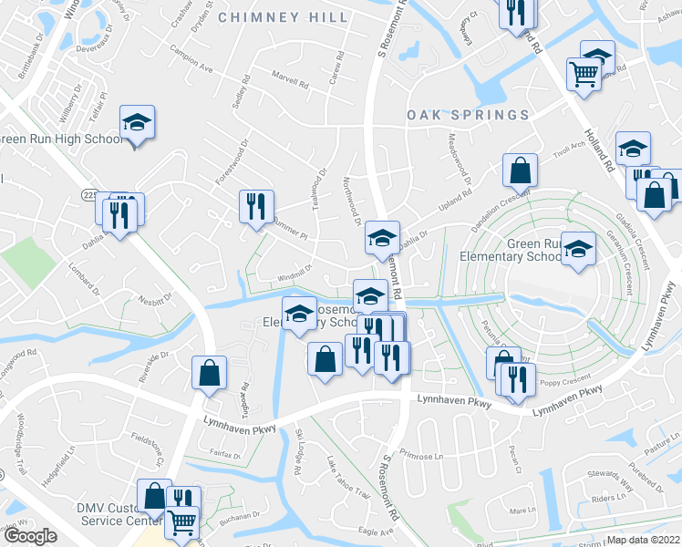 map of restaurants, bars, coffee shops, grocery stores, and more near 3660 Ship Chandlers Wharf in Virginia Beach