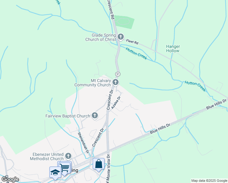 map of restaurants, bars, coffee shops, grocery stores, and more near 811-827 Azalea Drive in Glade Spring