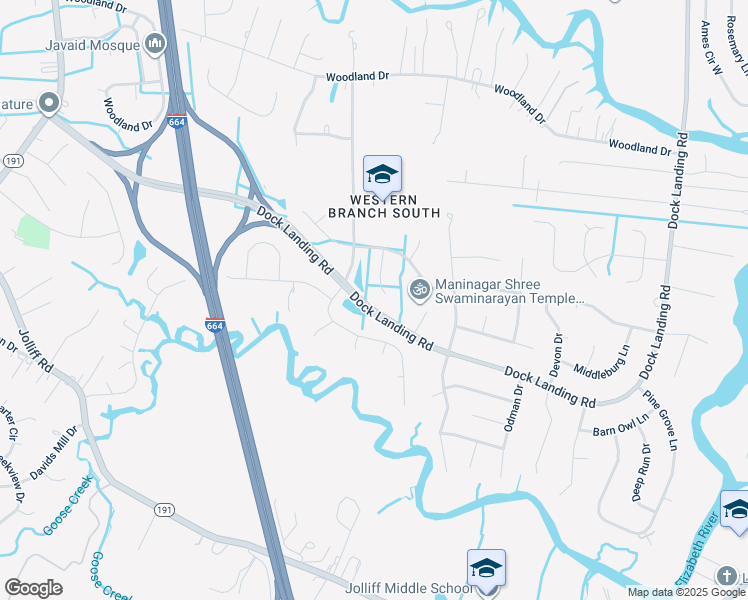 map of restaurants, bars, coffee shops, grocery stores, and more near 1604 Tattinger Trail in Chesapeake