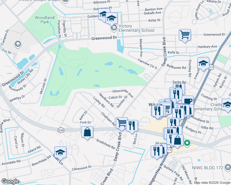 map of restaurants, bars, coffee shops, grocery stores, and more near 415 Cabot Street in Portsmouth