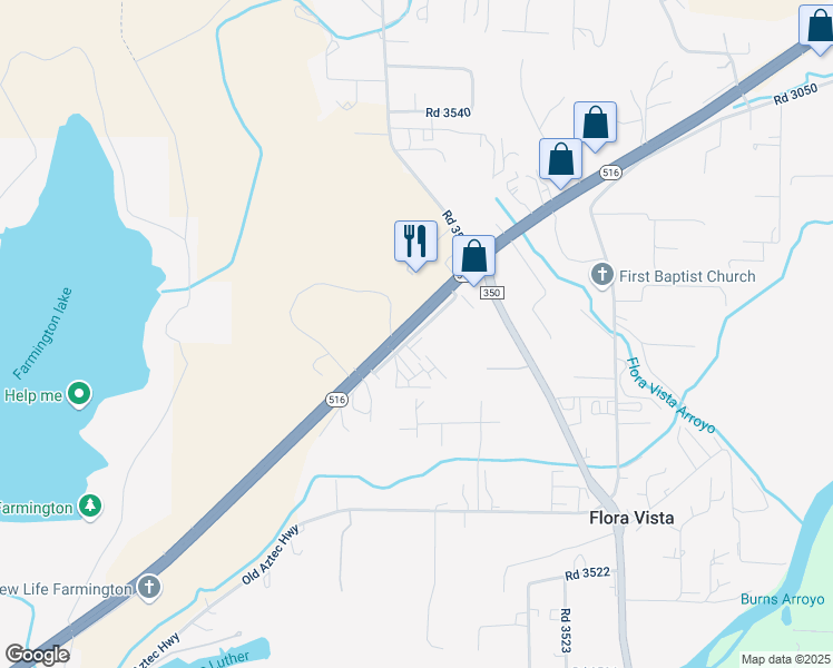 map of restaurants, bars, coffee shops, grocery stores, and more near Road 3925 in Flora Vista