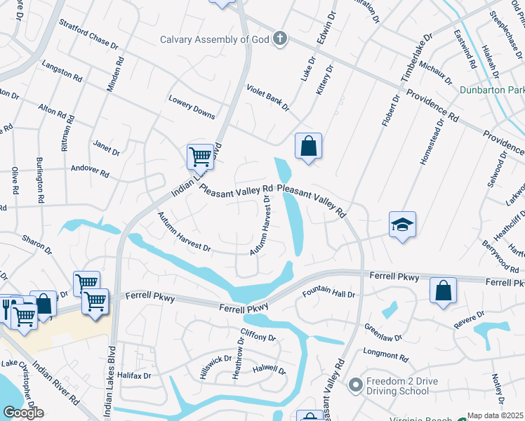 map of restaurants, bars, coffee shops, grocery stores, and more near 4916 Ruth Road in Virginia Beach