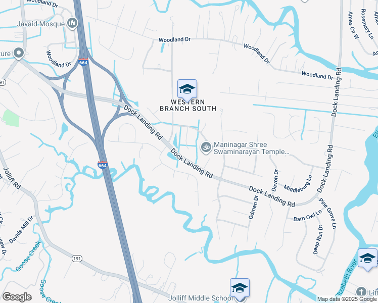map of restaurants, bars, coffee shops, grocery stores, and more near 1600 Tattinger Trail in Chesapeake