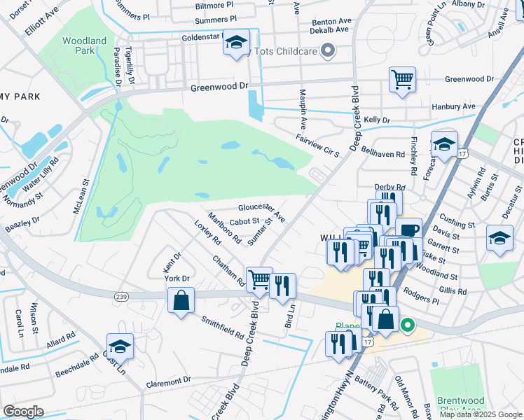 map of restaurants, bars, coffee shops, grocery stores, and more near 403 Gloucester Avenue in Portsmouth