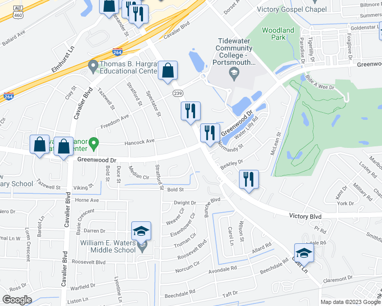 map of restaurants, bars, coffee shops, grocery stores, and more near 101 Rapidan Street in Portsmouth