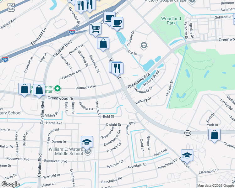 map of restaurants, bars, coffee shops, grocery stores, and more near 109 Rapidan Street in Portsmouth
