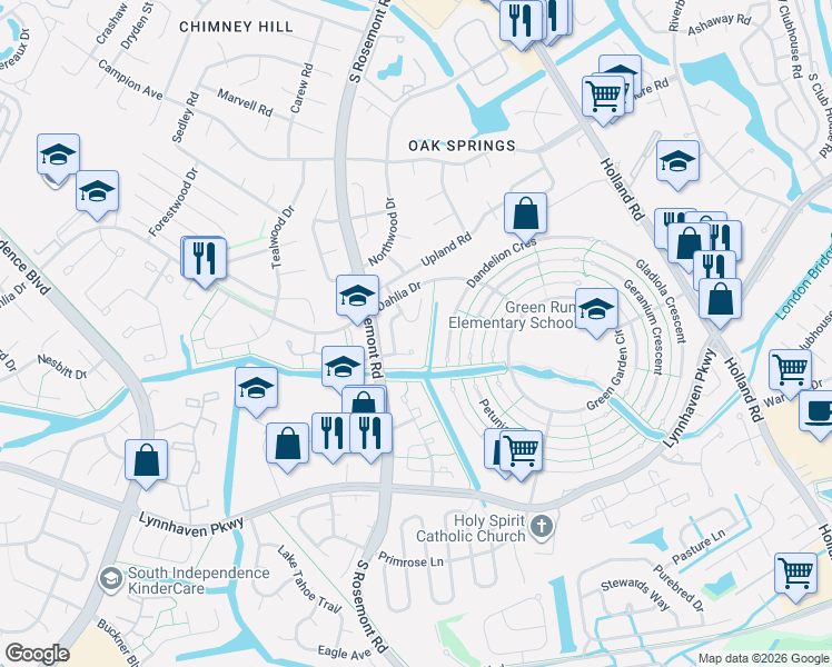 map of restaurants, bars, coffee shops, grocery stores, and more near 3537 Shawn Court in Virginia Beach
