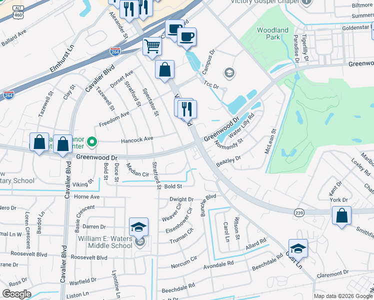 map of restaurants, bars, coffee shops, grocery stores, and more near 109 Rapidan Street in Portsmouth