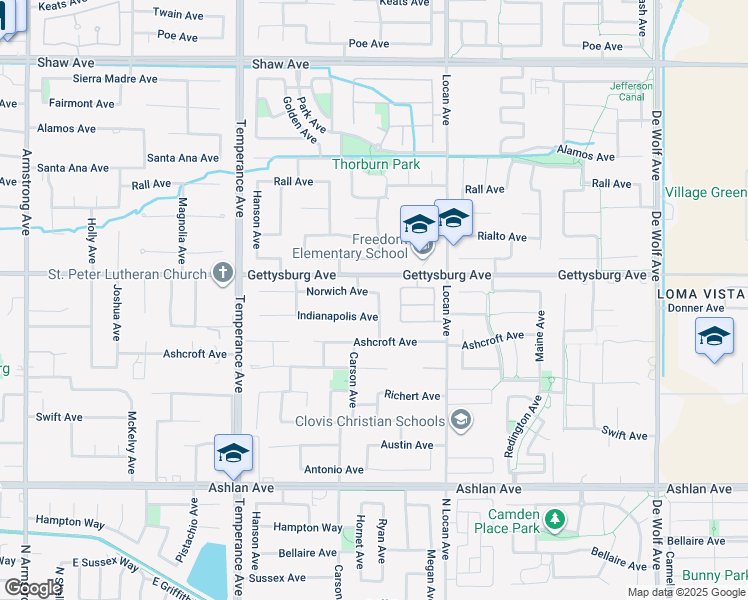 map of restaurants, bars, coffee shops, grocery stores, and more near 2840 Norwich Avenue in Clovis