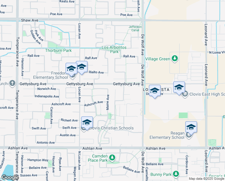 map of restaurants, bars, coffee shops, grocery stores, and more near 2814 Blackwood Avenue in Clovis