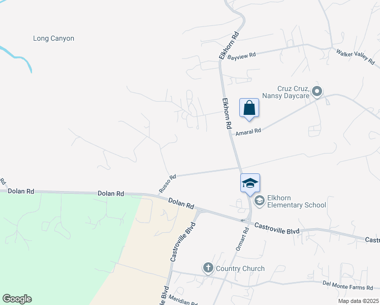 map of restaurants, bars, coffee shops, grocery stores, and more near 14395 Russo Road in Castroville