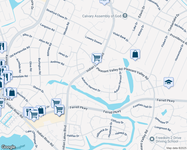 map of restaurants, bars, coffee shops, grocery stores, and more near 1225 Christian Court in Virginia Beach