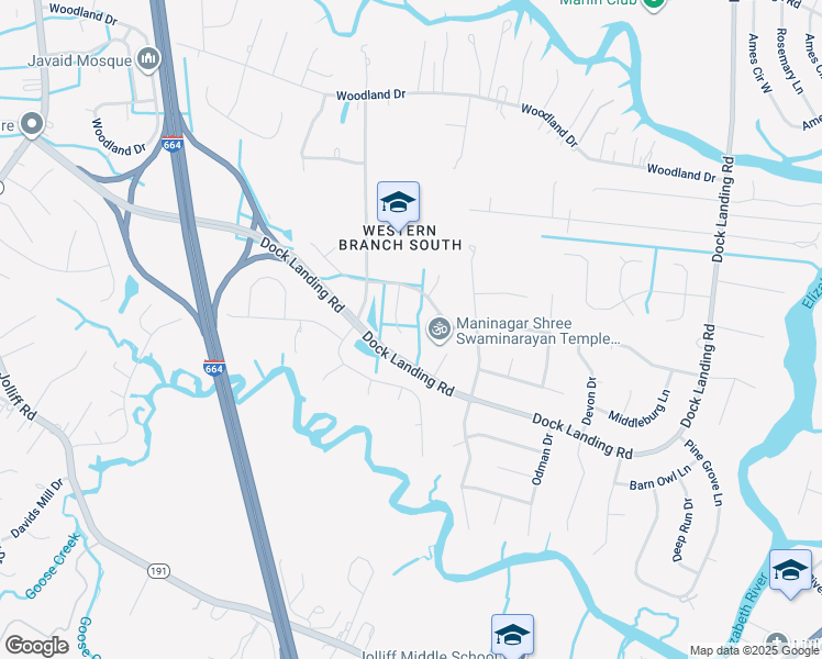 map of restaurants, bars, coffee shops, grocery stores, and more near 1609 Tattinger Trail in Chesapeake