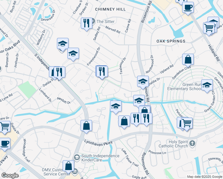 map of restaurants, bars, coffee shops, grocery stores, and more near 1107 Woodenshoe Court in Virginia Beach