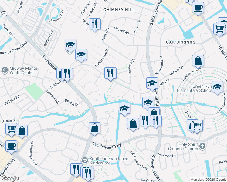 map of restaurants, bars, coffee shops, grocery stores, and more near 3566 Windmill Drive in Virginia Beach