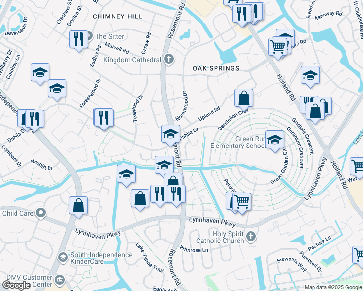 map of restaurants, bars, coffee shops, grocery stores, and more near 1221 Shawn Drive in Virginia Beach