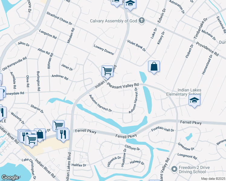 map of restaurants, bars, coffee shops, grocery stores, and more near 4905 Denny Drive in Virginia Beach