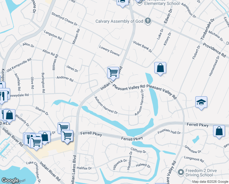map of restaurants, bars, coffee shops, grocery stores, and more near 4904 Denny Drive in Virginia Beach
