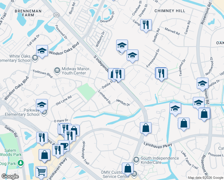 map of restaurants, bars, coffee shops, grocery stores, and more near 4075 Concordia Way in Virginia Beach