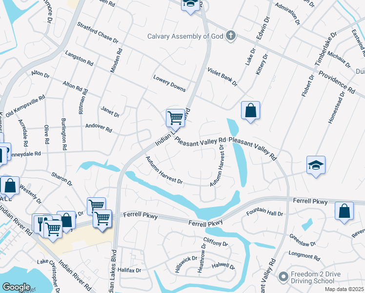 map of restaurants, bars, coffee shops, grocery stores, and more near 4900 Denny Drive in Virginia Beach