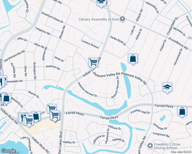 map of restaurants, bars, coffee shops, grocery stores, and more near 4904 Denny Drive in Virginia Beach