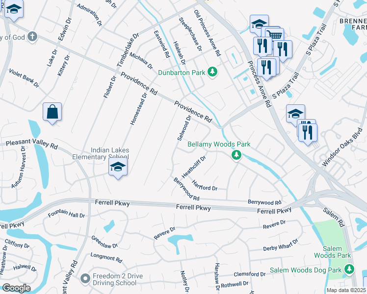 map of restaurants, bars, coffee shops, grocery stores, and more near 4641 Larkwood Drive in Virginia Beach