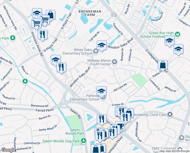 map of restaurants, bars, coffee shops, grocery stores, and more near 918 Devastator Run in Virginia Beach